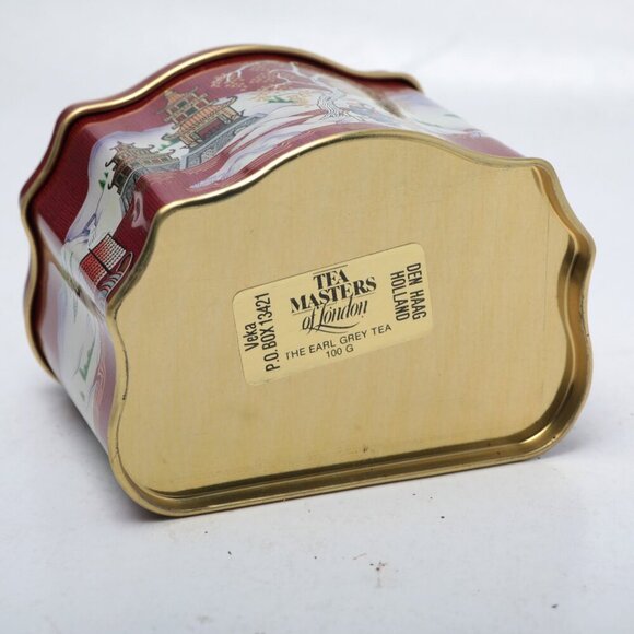 Vintage Tea Masters London DEN HAAG Holland Tin Asian Floral Red Gold Earl Grey - Picture 3 of 7